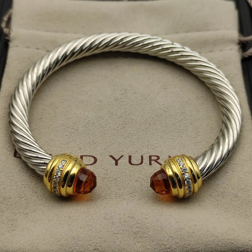 David Yurman 7mm gold-tipped champagne diamond bracelet